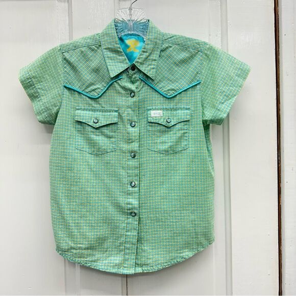 Twenty X 20x Wrangler western wear short sleeve pearl snap shirt girls small 6 - Picture 1 of 5